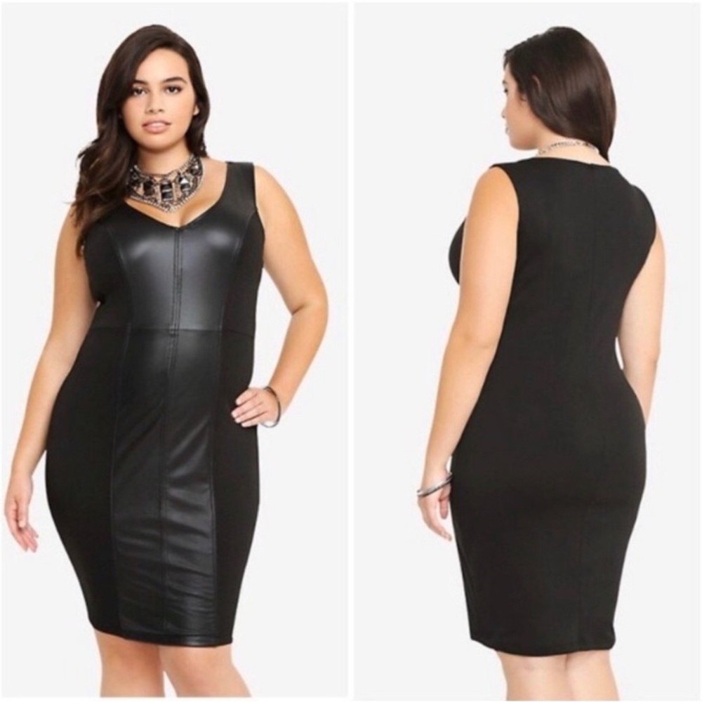 Torrid Black Faux Leather Bodycon Dress